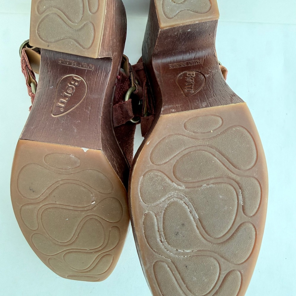 Born Cybele Burgundy Suede Platform Clogs Slingback Heels BR0024944 Wine Red 9M - Picture 8 of 16
